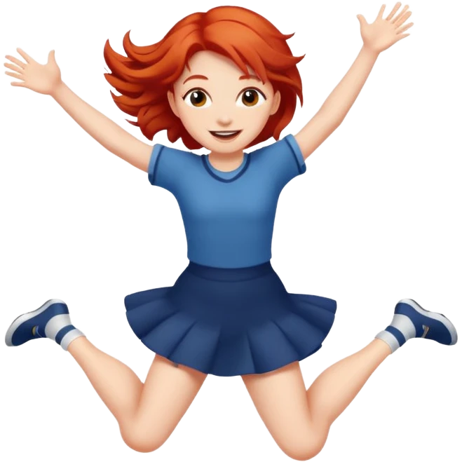 Cute red haired girl jumping for joy emoji