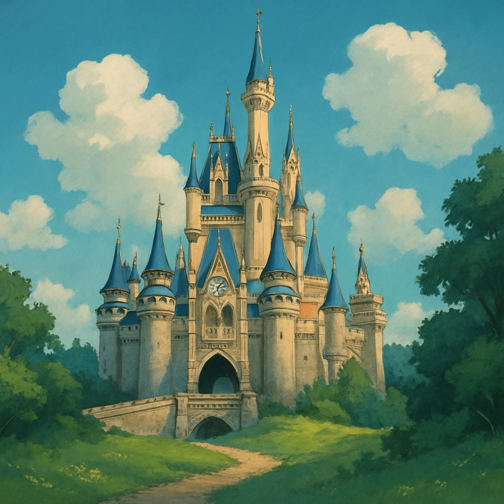 disney castle, ghibli style emoji