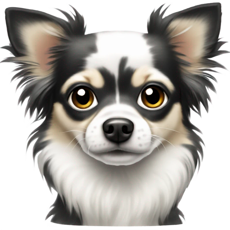 Black and white Merle long hair chihuahua  emoji
