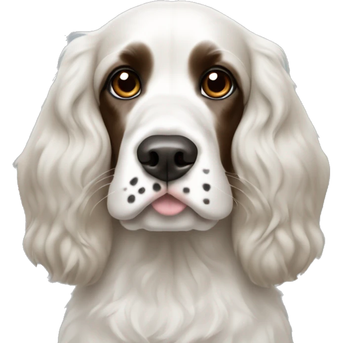 black and white cocker spaniel with nose spots emoji