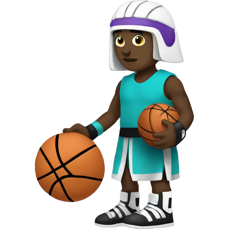 White Gladiator playing basketball wearing black Aqua purple emoji