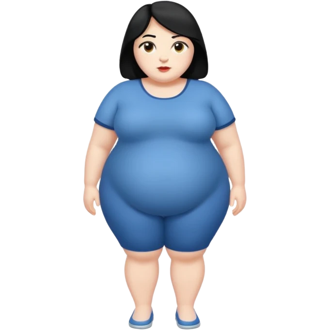 Fat white woman. Full body. Black hair emoji