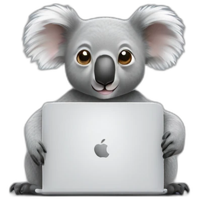 Koala-wearing-square-and-white-tee-working-on-a-black-laptop emoji