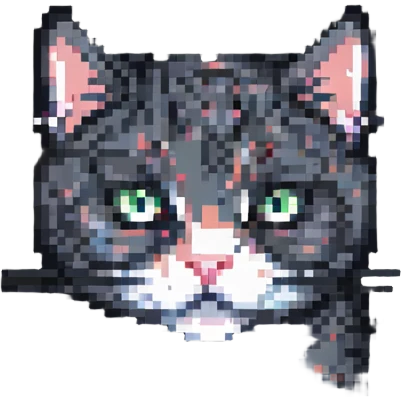 suspicious looking cat peeking from behind something, pixel art style emoji