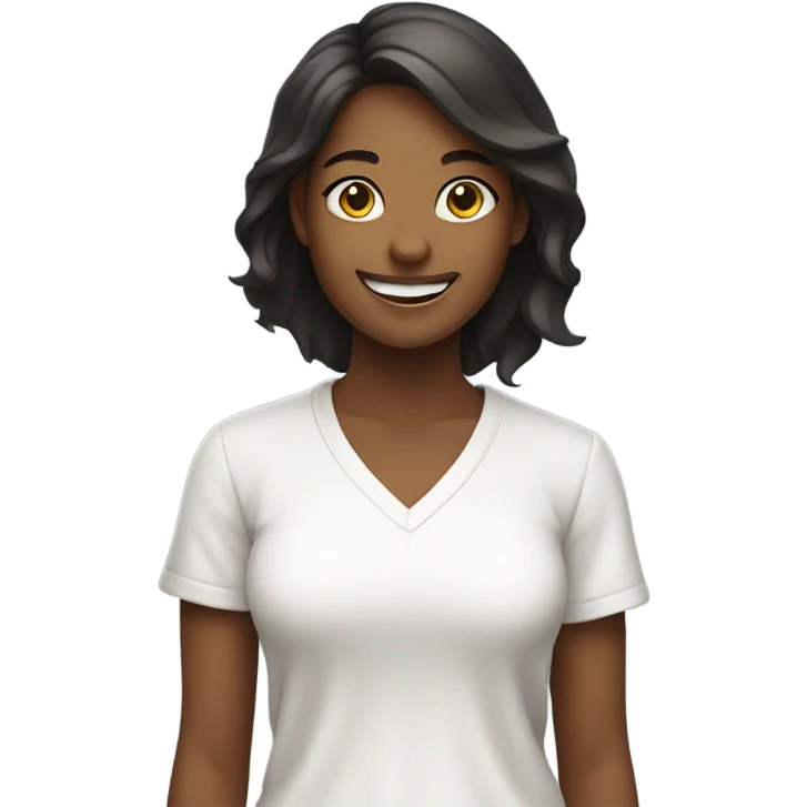 smiling girl in white shirt emoji