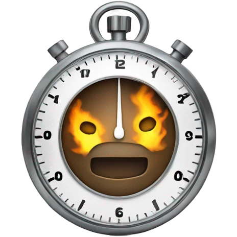 a stopwatch shaking with smoke emoji