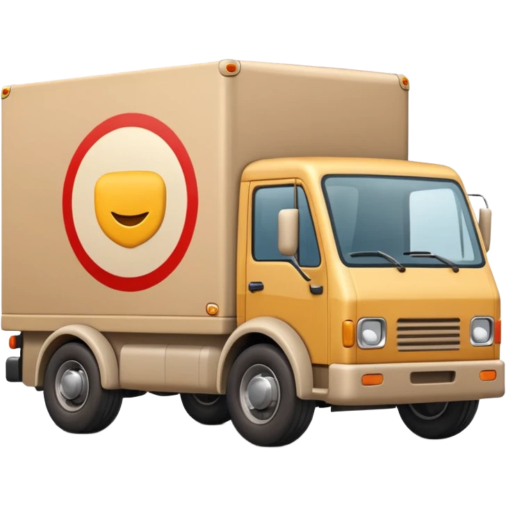 emoji of beige delivery truck, in perspective view emoji