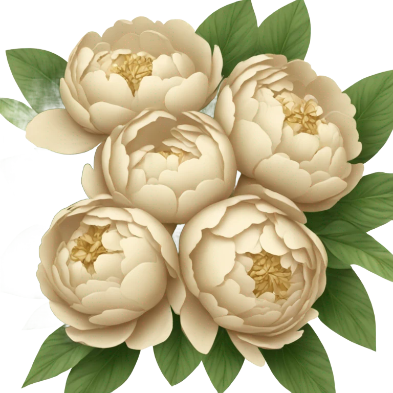 Big bouquet of beige peonies with a gold bow emoji