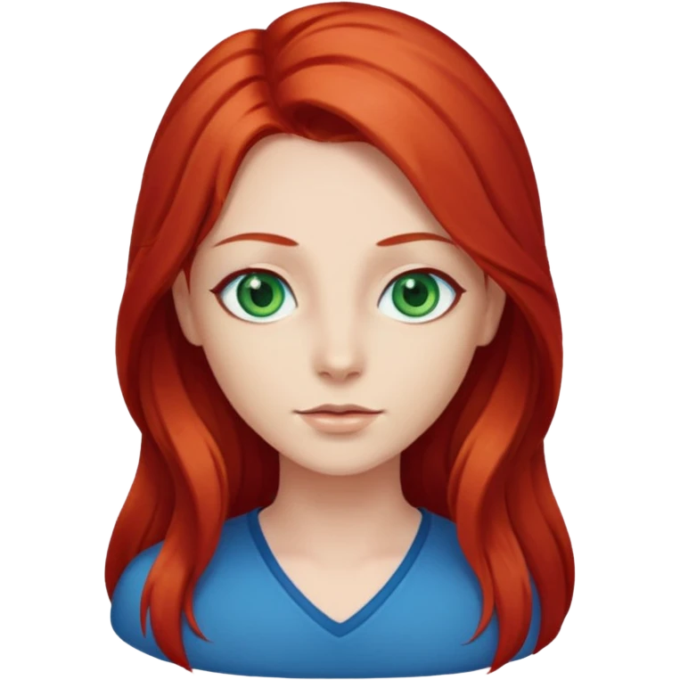 Like the first but her eye green  and blue and her hair red that brolong herwn  emoji