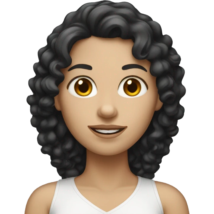 white woman with black curly long hair emoji