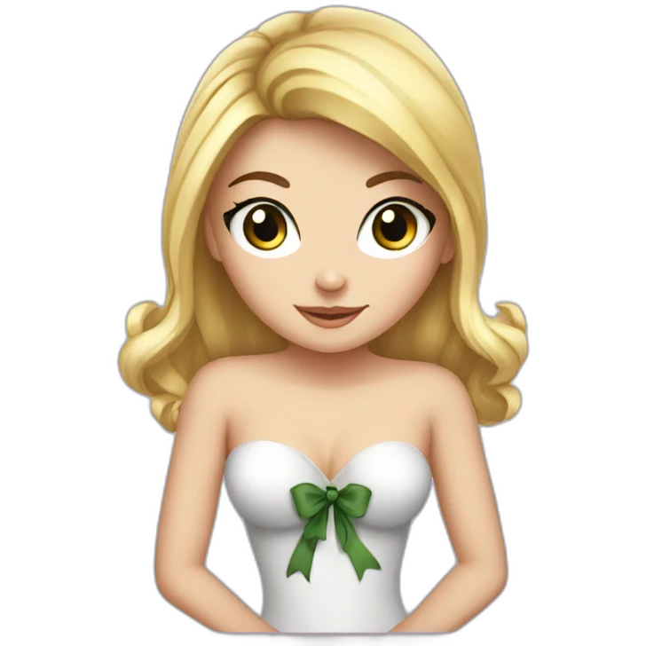 Sexy white girl holding bow emoji