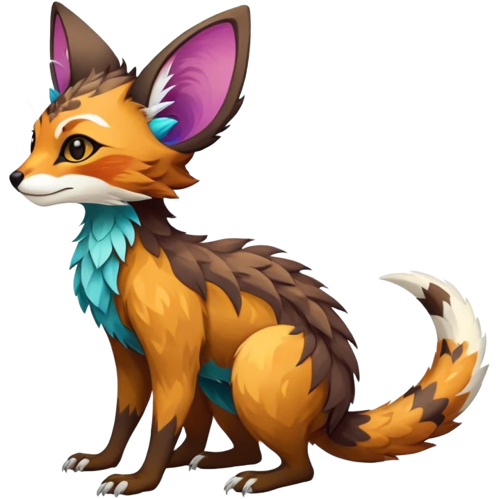 Feral Rare Fantasy vibrant colorful Vernid-Trico-species by LiLaiRa, random markings, tufted tail, tufted ears, full body emoji