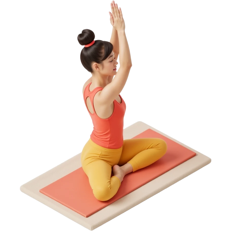 a girl stretching in yoga, skeuomorphism style emoji