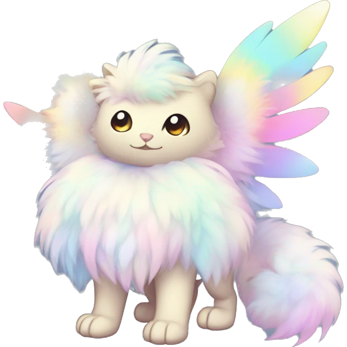 Shiny Innocent Sparkly Colorful Pastel Fluffy beautiful fantasy Kawaii Ethereal Sona Fakemon-animal Full Body emoji