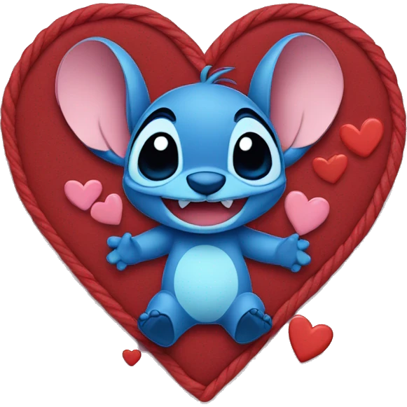 Stitch surrounded by hearts  emoji