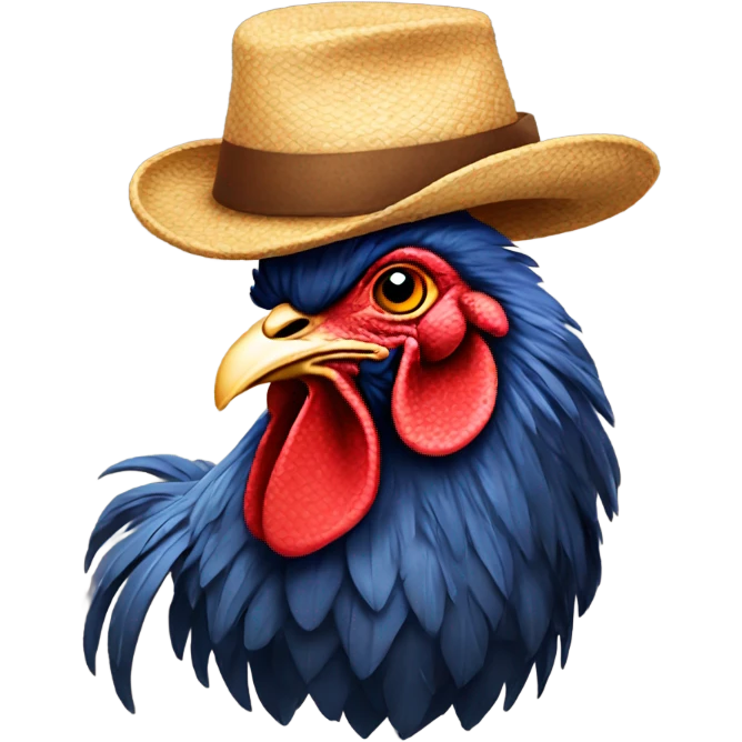 Rooster wearing a hat emoji