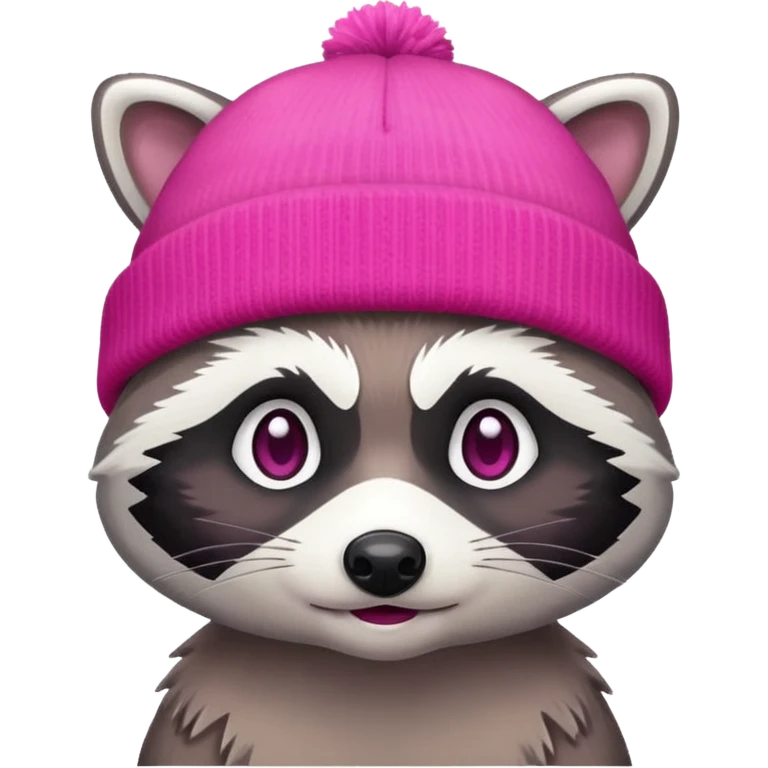 racoon with pink and white beanie emoji