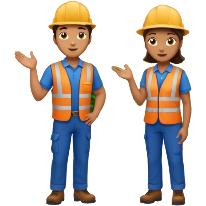 Landscaping company worker talking to another person, full body emoji