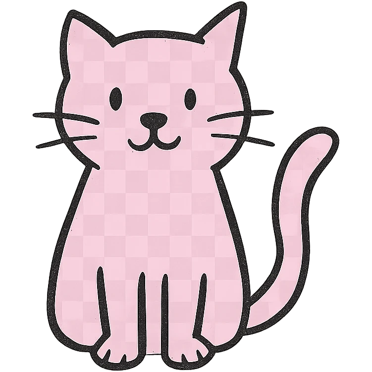 hand drawn outlined icon of a pink cat, no fill emoji