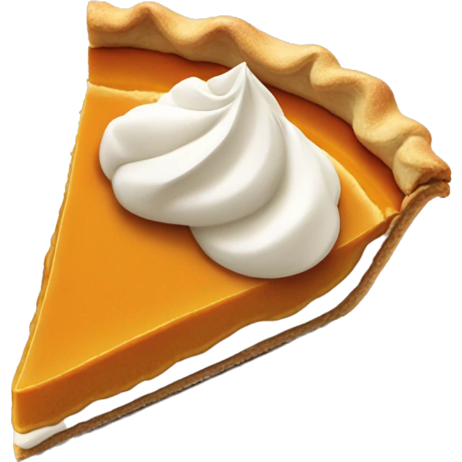 Slice of pumpkin pie with whipped cream on top emoji