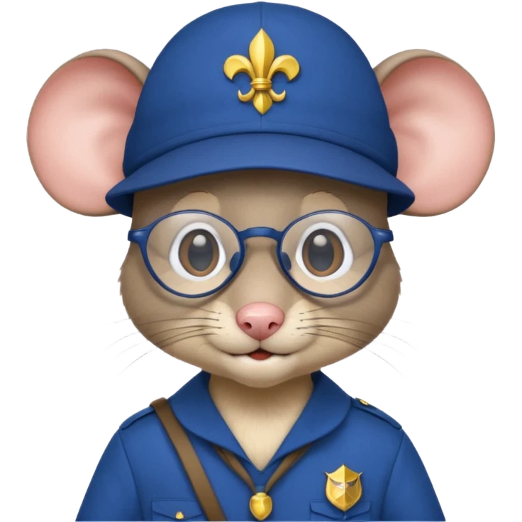 humaniod mice with a scout hat with glasses blue uniform emoji
