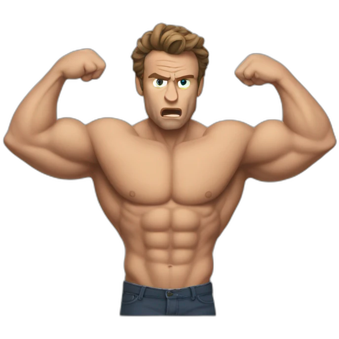muscle macron frustrated pulling hair emoji