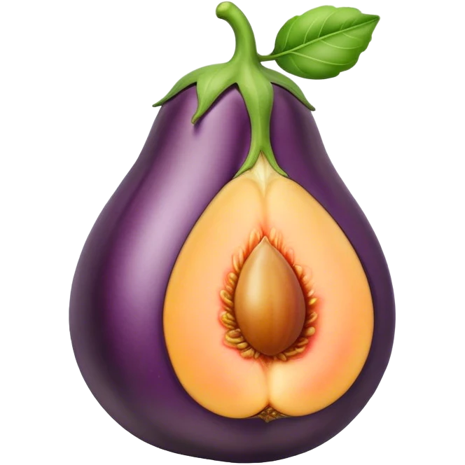 Eggplant inside peach emoji