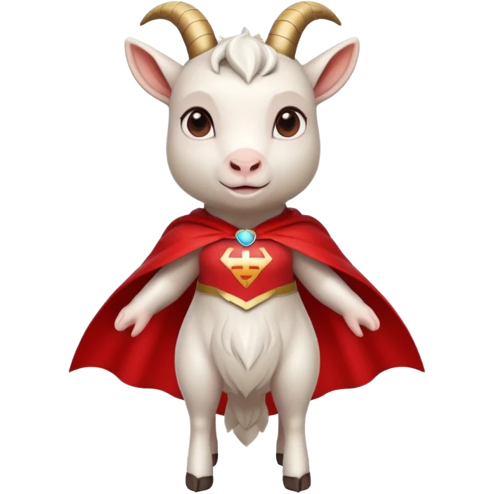 white female goat wearing a read cape like superman emoji