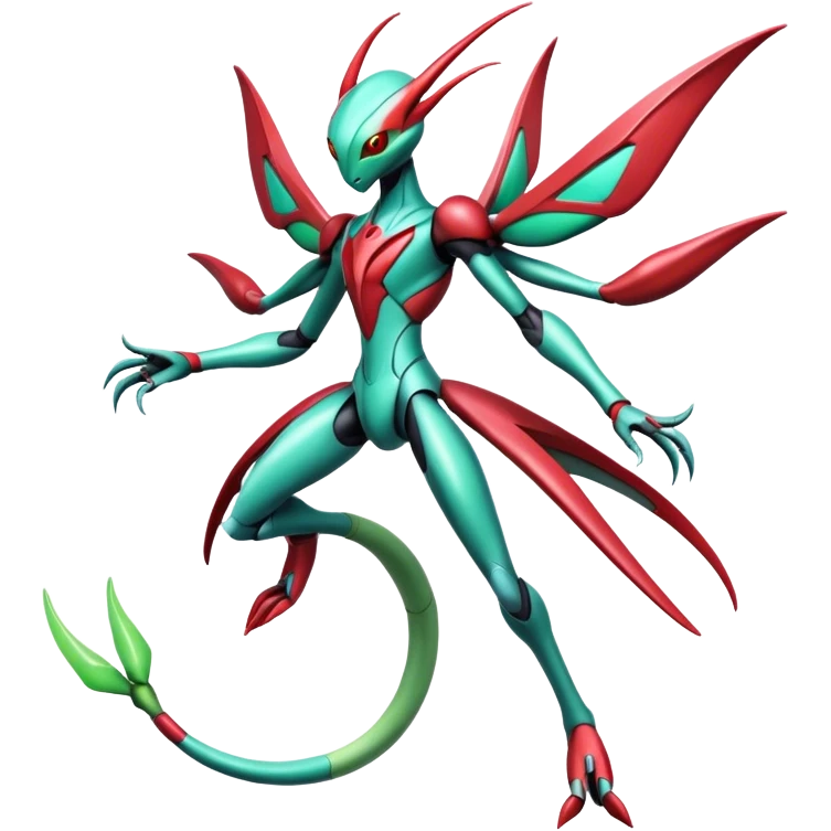  Cool Edgy Shiny Futuristic Ethereal Legendary Scizor-Deoxys-Digimon-Schyther-Flygon-hybrid full body emoji