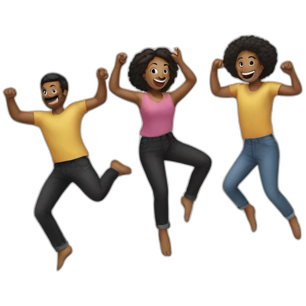 friends dancing on table emoji