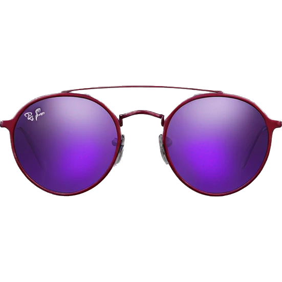 dark red  ray ban round metal sunglasses  with purple frame front view  emoji