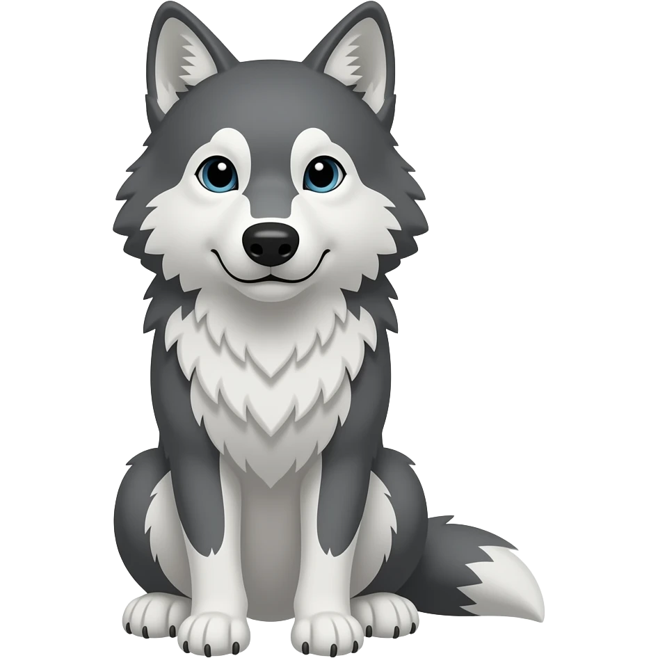 lobo sentadoen el suelo pero que sea de cuerpo entero que tenga 2 patas emoji