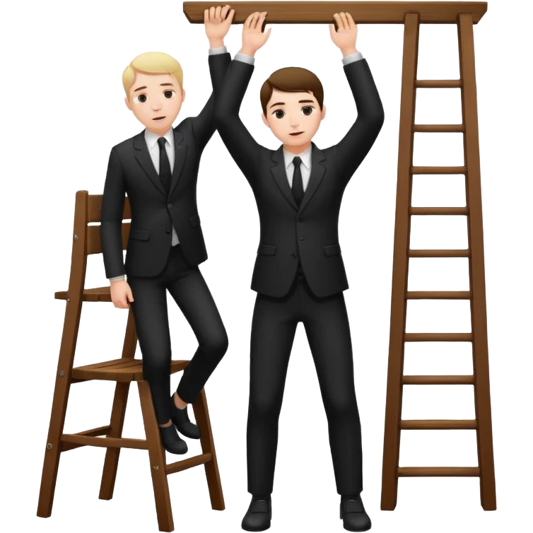 Man standing on chair planing to hang himself emoji