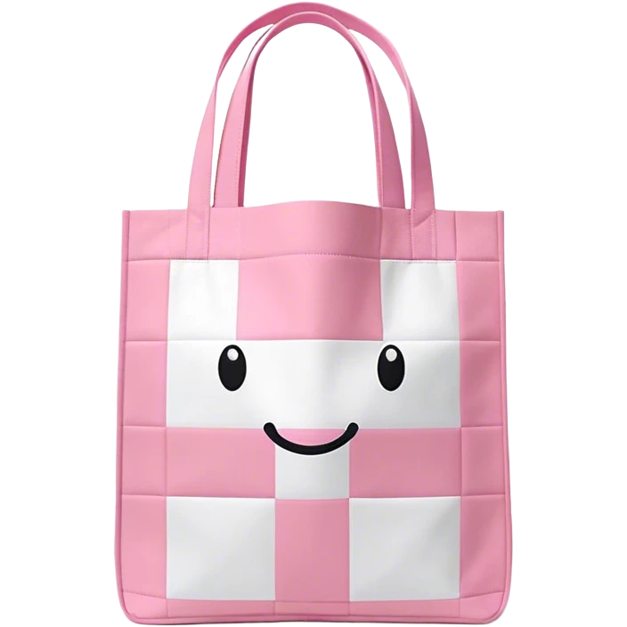 Una totebag aesthetic con cuadrados pink y blancos irregulares emoji