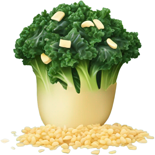 Kale salad with shredded cheese and pine nuts emoji