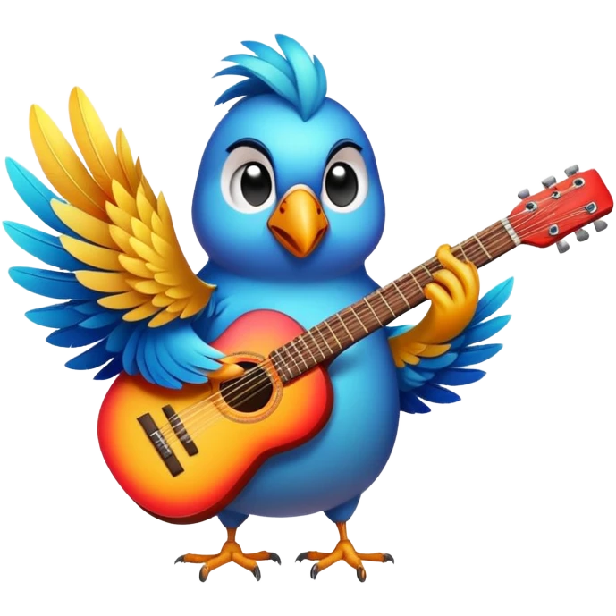 Bird playing guitar emoji