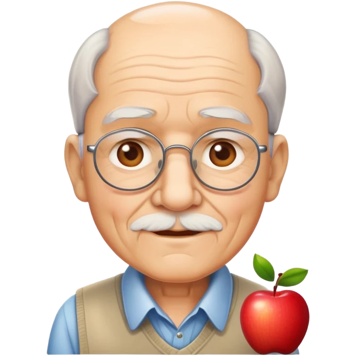 old grandpa with classic apple emoji style emoji