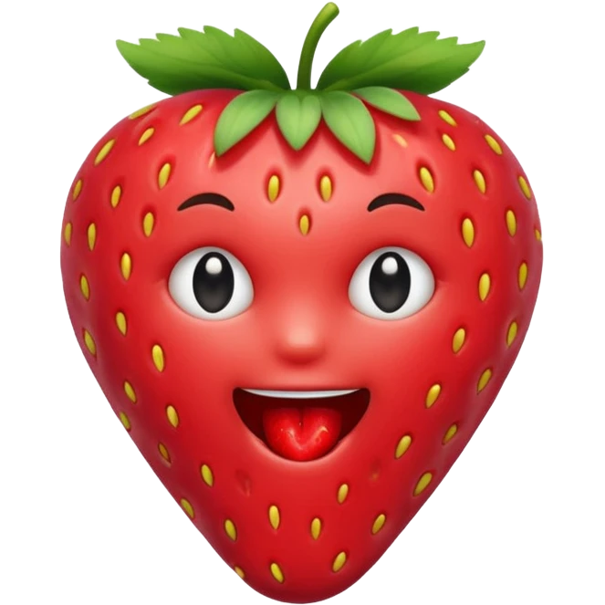 Emoji eating strawberry emoji