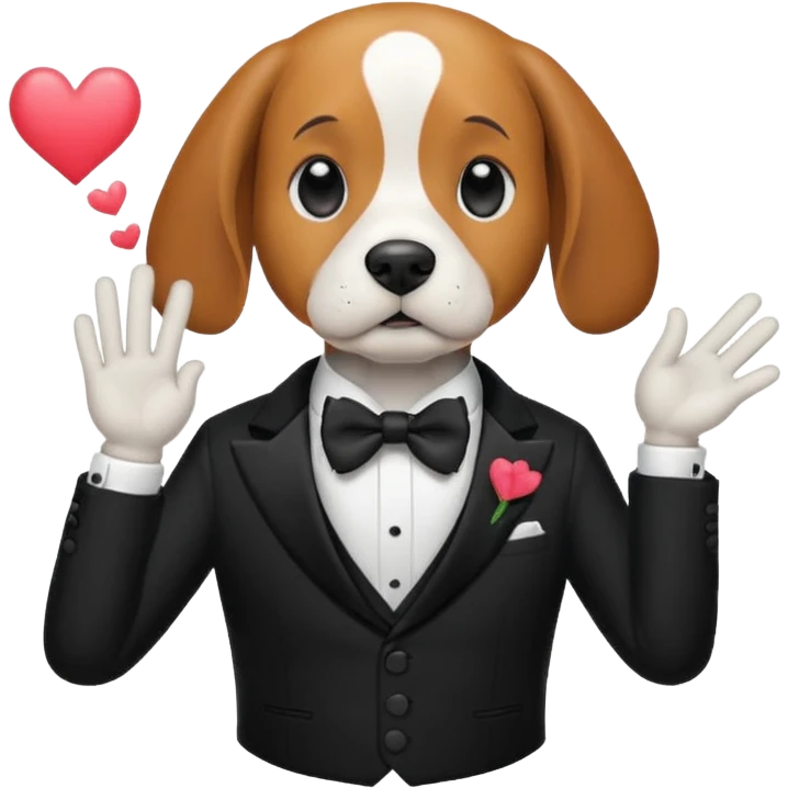 Beagle wearing formal clothes and blowing a kiss emoji