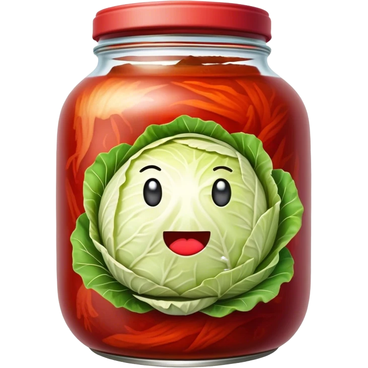 Kimchi Cinematic Realistic Kimchi Dish Emoji, depicted as spicy, fermented cabbage with vibrant red hues neatly served in a traditional jar, rendered with dynamic textures and bold, appetizing lighting. emoji