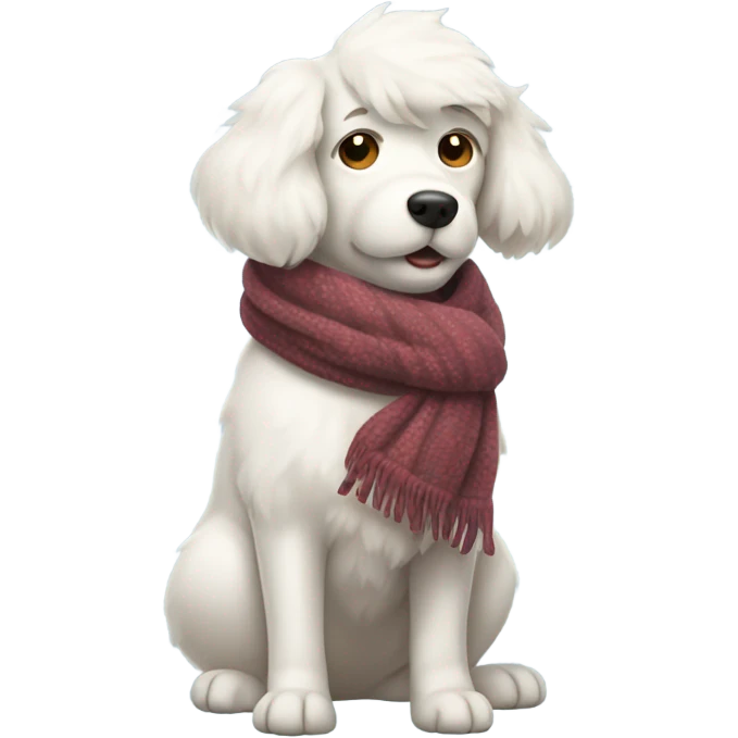 White dog bundled up for cold weather  emoji