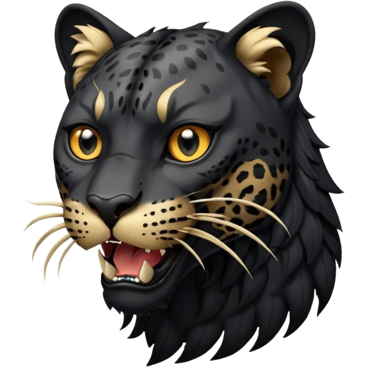Hyper-realistic cute cool handsome badass edgy winged black leopard roaring emoji