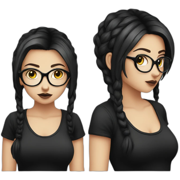 Standing-white-goth-girl-dark-hair-with-glasses-black-tshirt emoji