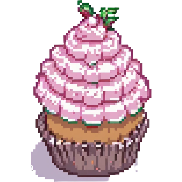 pixel art cupcake with pink icing emoji