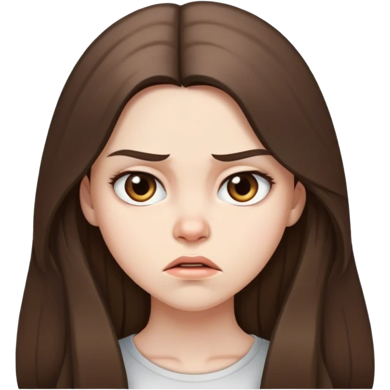  beautiful pale brunette girl with long hair pissed off emoji