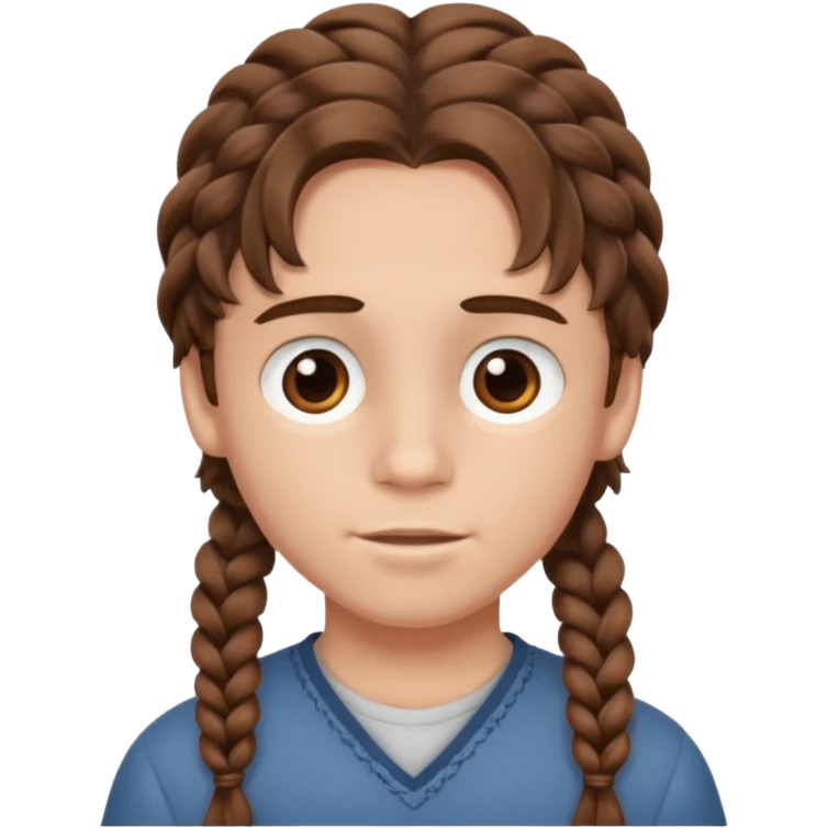 Boy with brown wavy hair in braids emoji