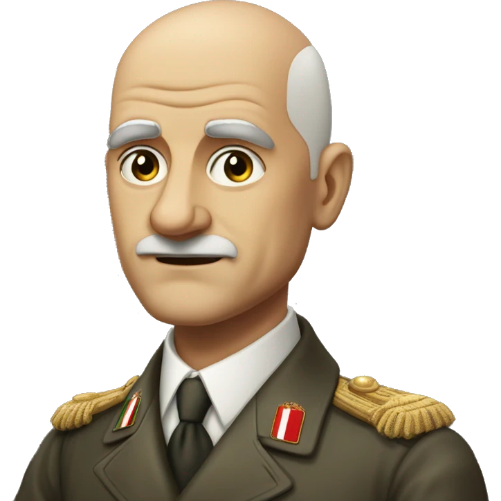 man that was president of italy during ww2, bald, no hat, serious face, lifted arm emoji