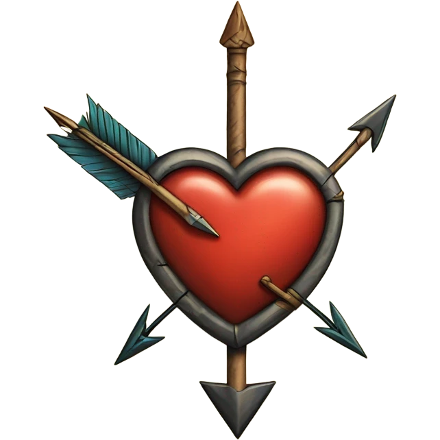 Heart with an arrow through it Tattoo style old-fashioned emoji