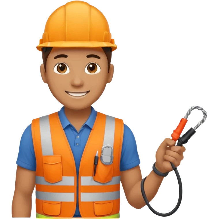 Electrician + cable coil + orange vest emoji