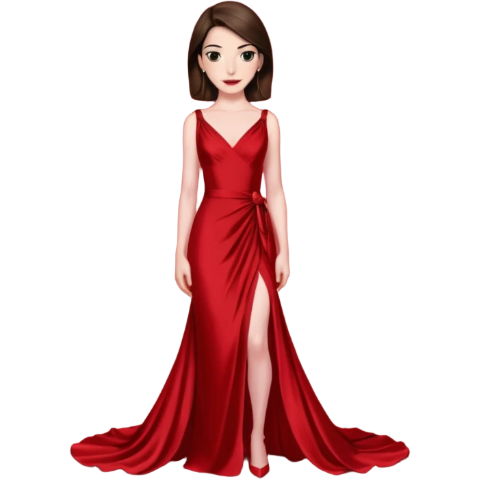 Anne Hathaway in red dress, red carpet emoji